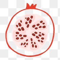 Pomegranate fruit png sticker, cute food doodle, transparent background