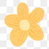 Yellow flower png doodle sticker, cute pastel design, transparent background