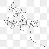 Flower doodle png minimal line art sticker, transparent background