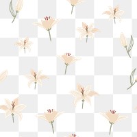 White lily flower png pattern, transparent background