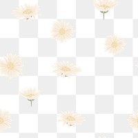 White daisy flower png pattern, transparent background