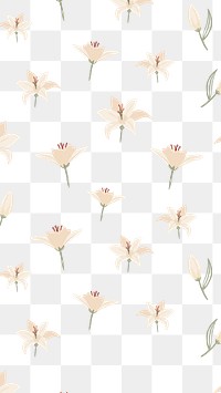 White lily flower png pattern, transparent background