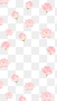 Pink lotus flower png pattern, transparent background