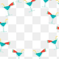 Summer drinks png frame, doodle illustration transparent background