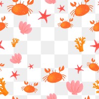  Crab frame png, doodle illustration transparent background