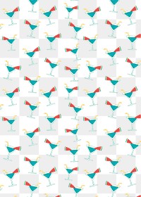 Cocktail pattern png, doodle illustration transparent background