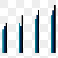 Blue bar chart png sticker, transparent background