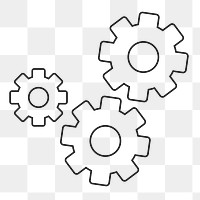 Settings cogwheel icon png sticker, outlined graphic, transparent background