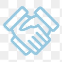 Business handshake icon png sticker, blue outlined graphic, transparent background