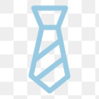 Neck tie business png icon, blue outlined graphic, transparent background