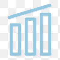 Bar chart icon png sticker, blue outlined graphic, transparent background