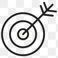 Arrow hitting target png icon, outlined graphic, transparent background