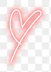 Png neon heart doodle sticker, transparent background