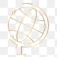 Gold globe png network sticker, transparent background