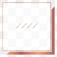 Minimal badge png sticker, rose gold square design, transparent background