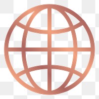 Grid globe png icon, rose gold design, transparent background