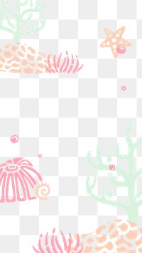 Ocean doodle png border frame, transparent background