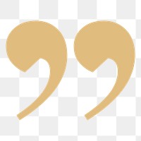 Quotation mark png sticker, gold design, transparent background