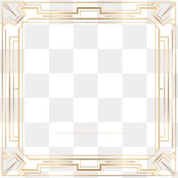 Art deco frame png gold sticker, transparent background