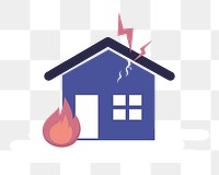 House on fire png sticker, flat graphic, transparent background