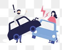 Car crash png sticker, flat graphic, transparent background