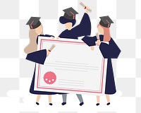 Graduating students png sticker, flat graphic, transparent background