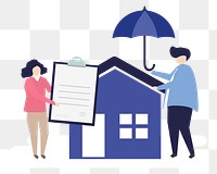 Home insurance png sticker, flat graphic, transparent background