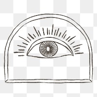 Spiritual eye doodle png sticker, transparent background