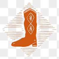 Retro cowboy boot png sticker, transparent background