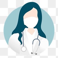 Female doctor png illustration sticker, transparent background