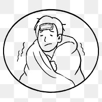 Sick man doodle png illustration sticker, transparent background