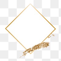 Gold frame png rhombus shape sticker, transparent background