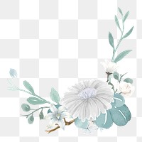 Flower corner png border, transparent background