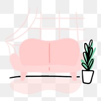 Cute living room png sticker, transparent background