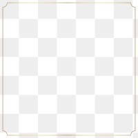 Gold square png frame element, wedding design, transparent background