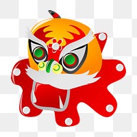 Chinese lion dance  png clipart illustration, transparent background. Free public domain CC0 image.