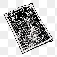 Vintage newspaper  png clipart illustration, transparent background. Free public domain CC0 image.