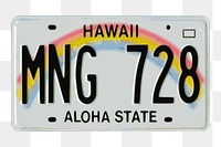 Hawaii car license plate png illustration, transparent background. Free public domain CC0 image.