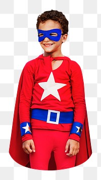 Png cute superhero boy sticker, transparent background