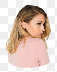 Blonde woman png sticker, transparent background