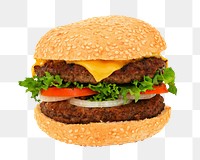 Homemade hamburger png sticker, fast food, transparent background