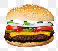 Beef burger png sticker, transparent background 