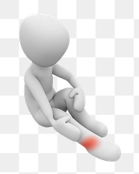 Png ankle pain cartoon sticker, 3D design, transparent background