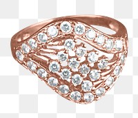 Diamond ring png sticker, rose gold design, transparent background