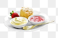 Png scone with jams sticker, transparent background