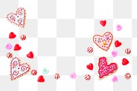 Png heart cookies border sticker, transparent background