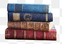 Antique books png sticker, transparent background 