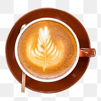 Latte art coffee png sticker, transparent background 