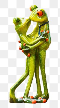 Frog lovers kissing png sticker, transparent background 