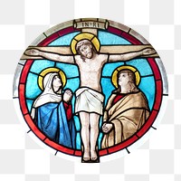 Jesus stained glass png sticker, transparent background